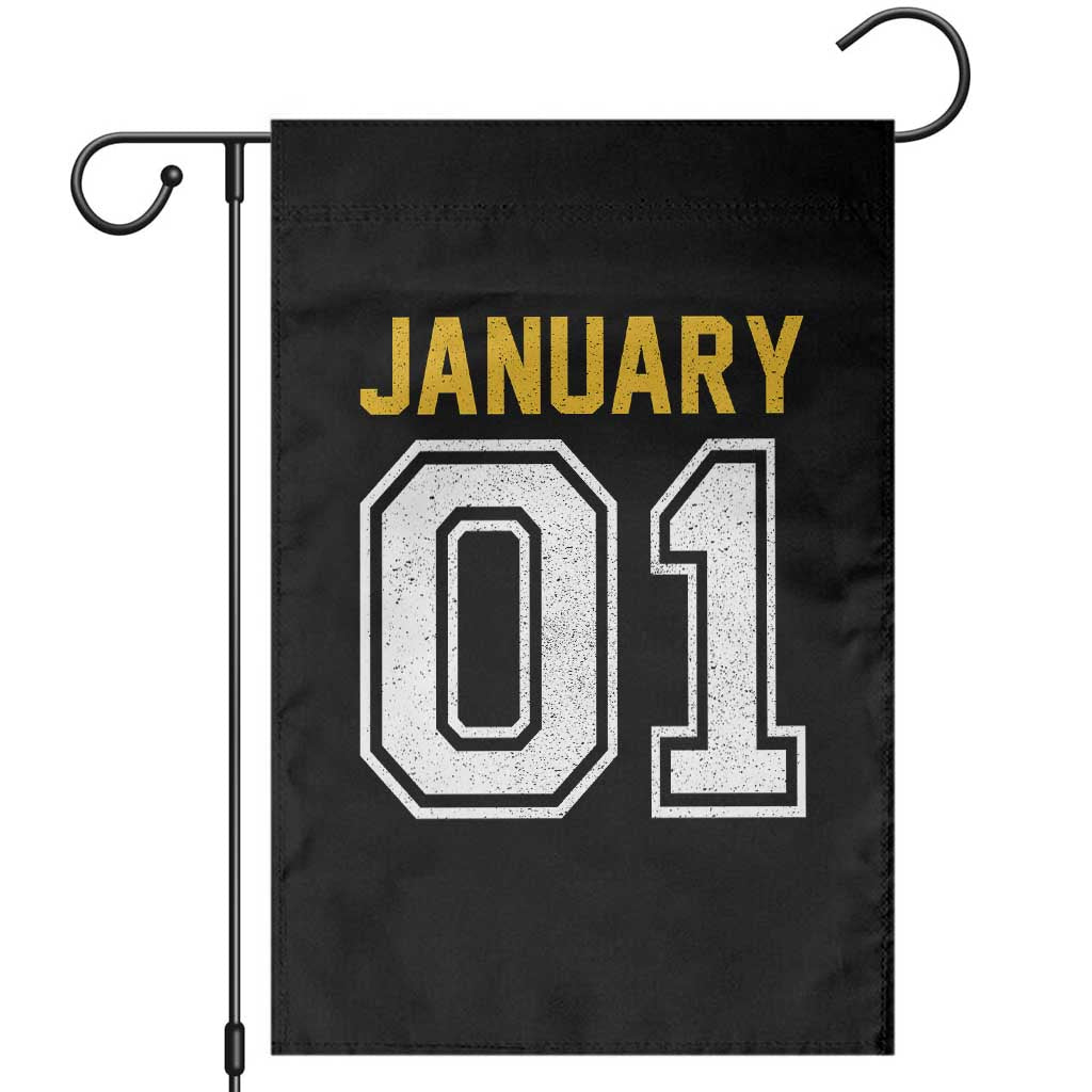 Funny January 01 New Years Eve Party Garden Flag - Wonder Print Shop