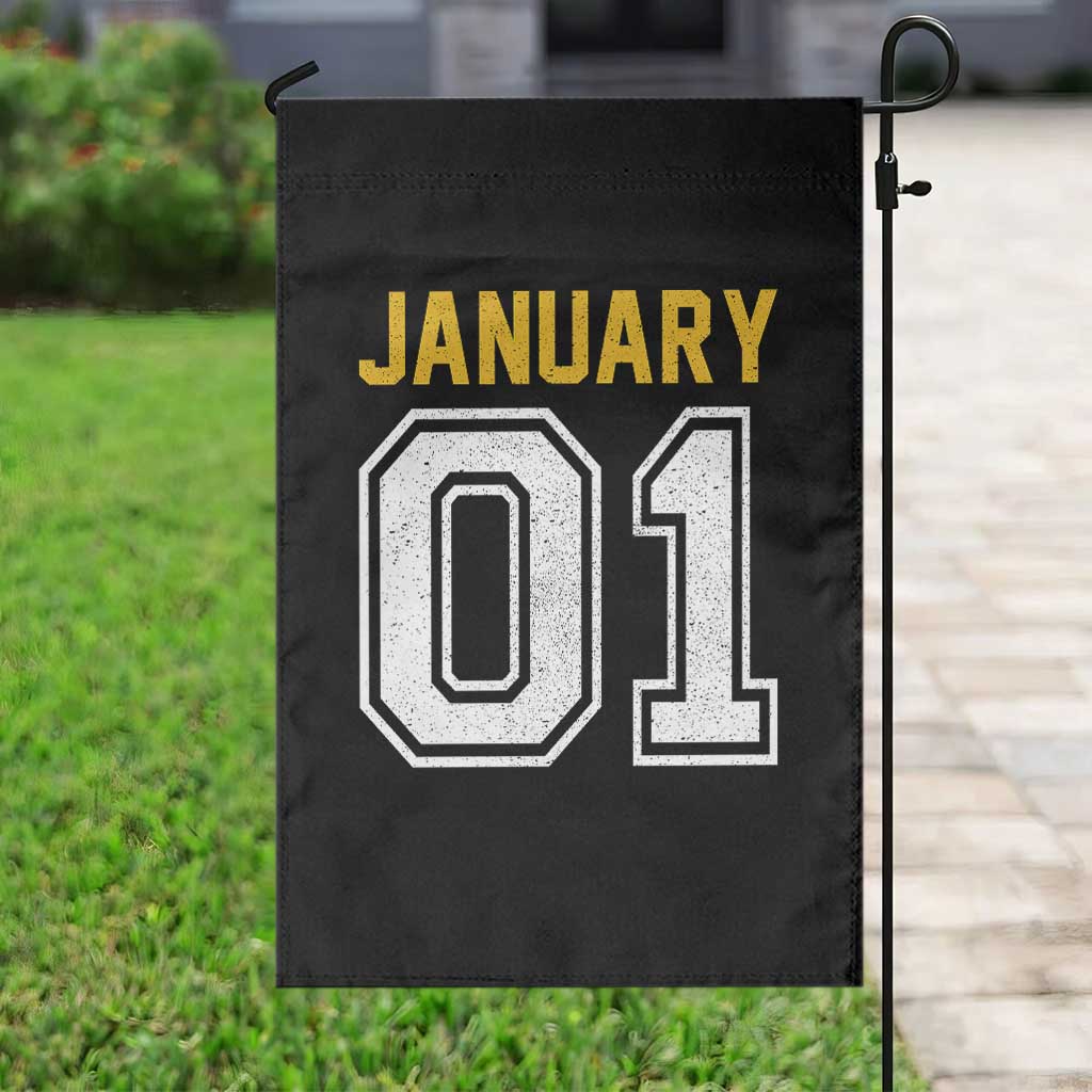 Funny January 01 New Years Eve Party Garden Flag - Wonder Print Shop