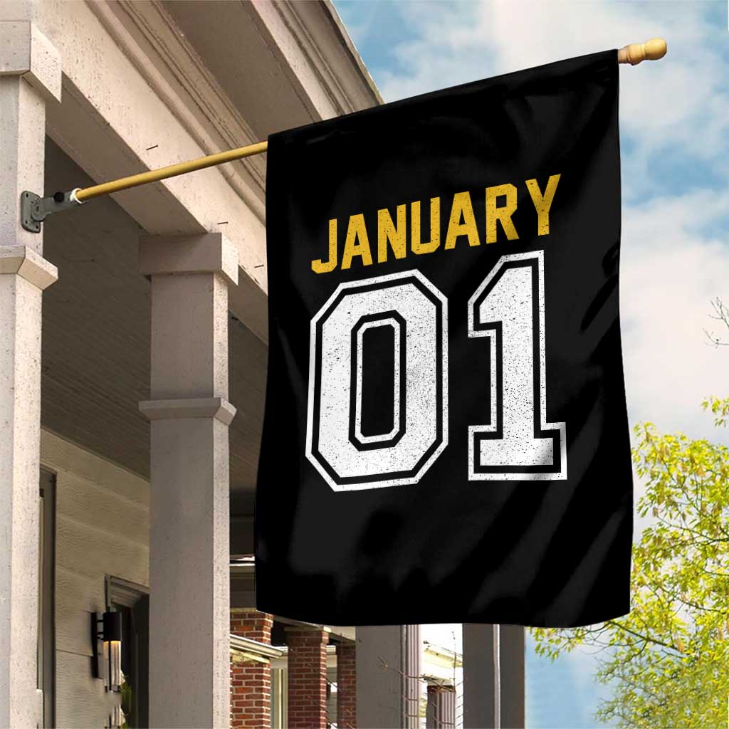 Funny January 01 New Years Eve Party Garden Flag - Wonder Print Shop