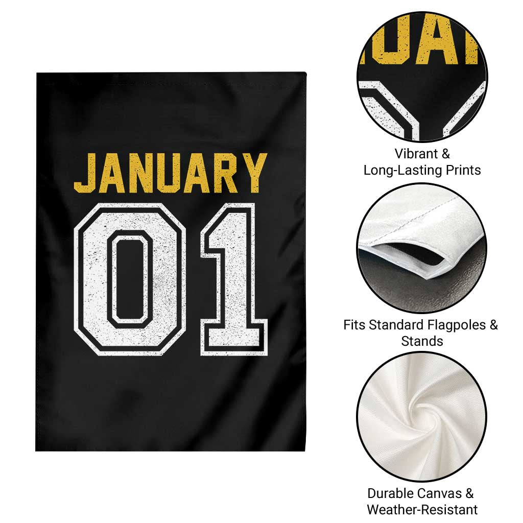 Funny January 01 New Years Eve Party Garden Flag - Wonder Print Shop