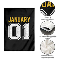 Funny January 01 New Years Eve Party Garden Flag - Wonder Print Shop