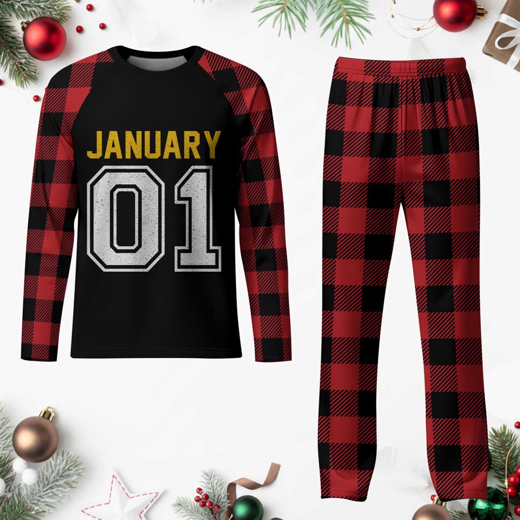 Funny January 01 New Years Eve Party Plaid Pajama Set - Wonder Print Shop