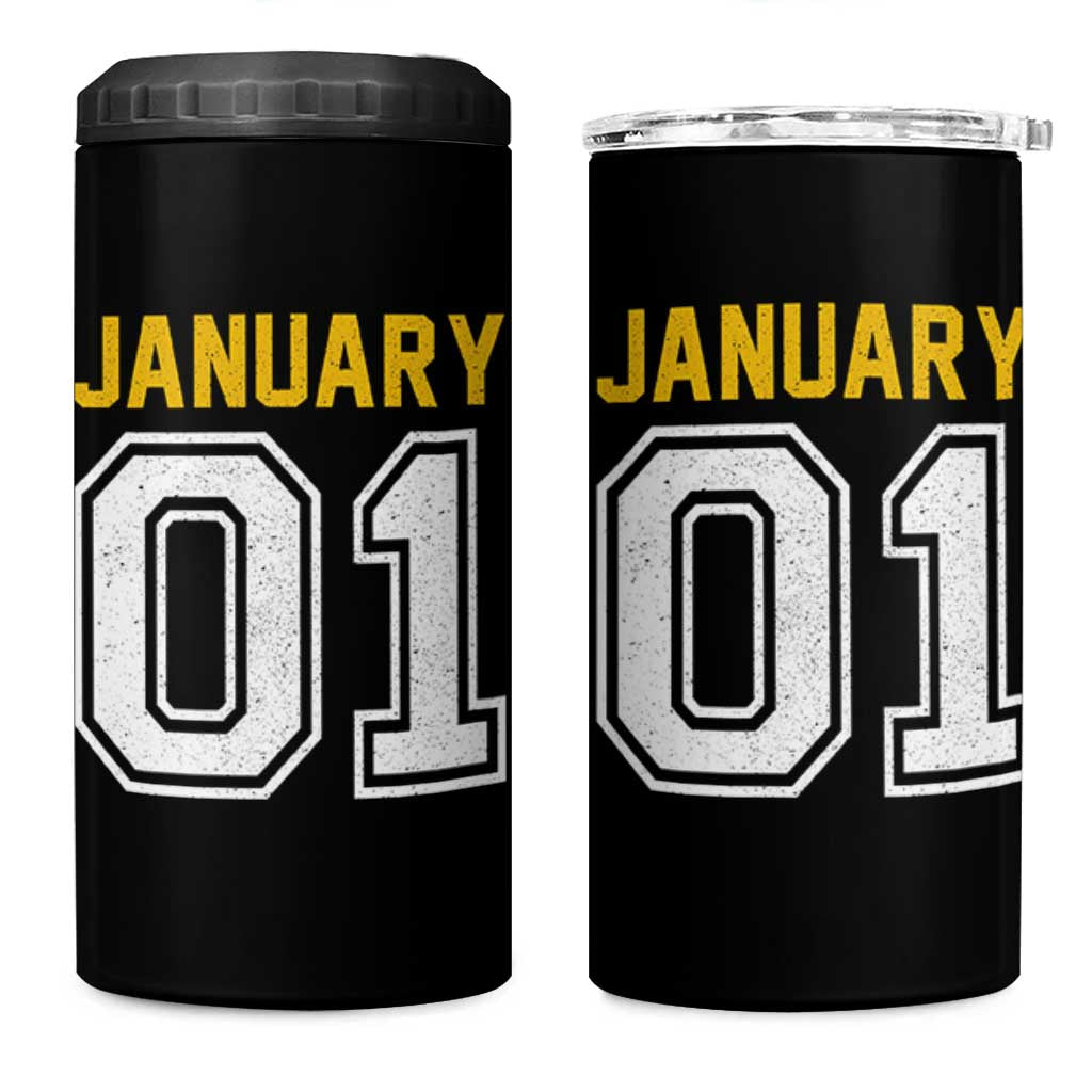 Funny January 01 New Years Eve Party 4 in 1 Can Cooler Tumbler - Wonder Print Shop