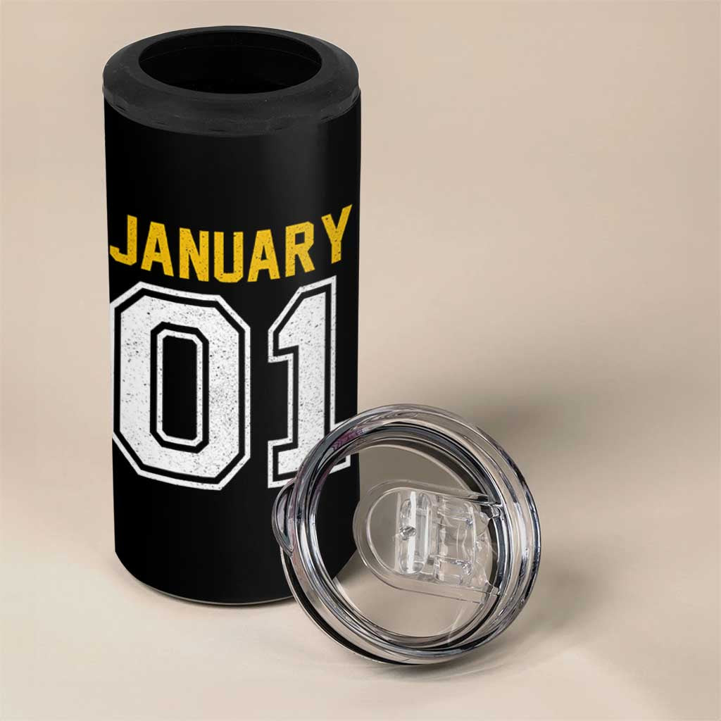 Funny January 01 New Years Eve Party 4 in 1 Can Cooler Tumbler - Wonder Print Shop