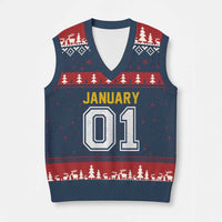 Funny January 01 New Years Eve Party V-Neck Knit Sweater Vest - Wonder Print Shop