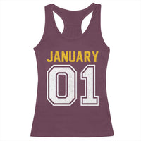 Funny January 01 New Years Eve Party Racerback Tank Top - Wonder Print Shop