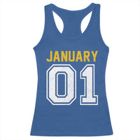 Funny January 01 New Years Eve Party Racerback Tank Top - Wonder Print Shop