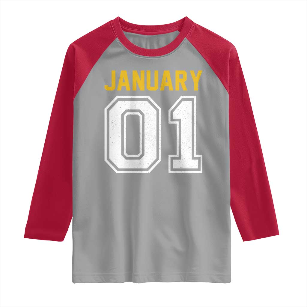 Funny January 01 New Years Eve Party Raglan Shirt - Wonder Print Shop