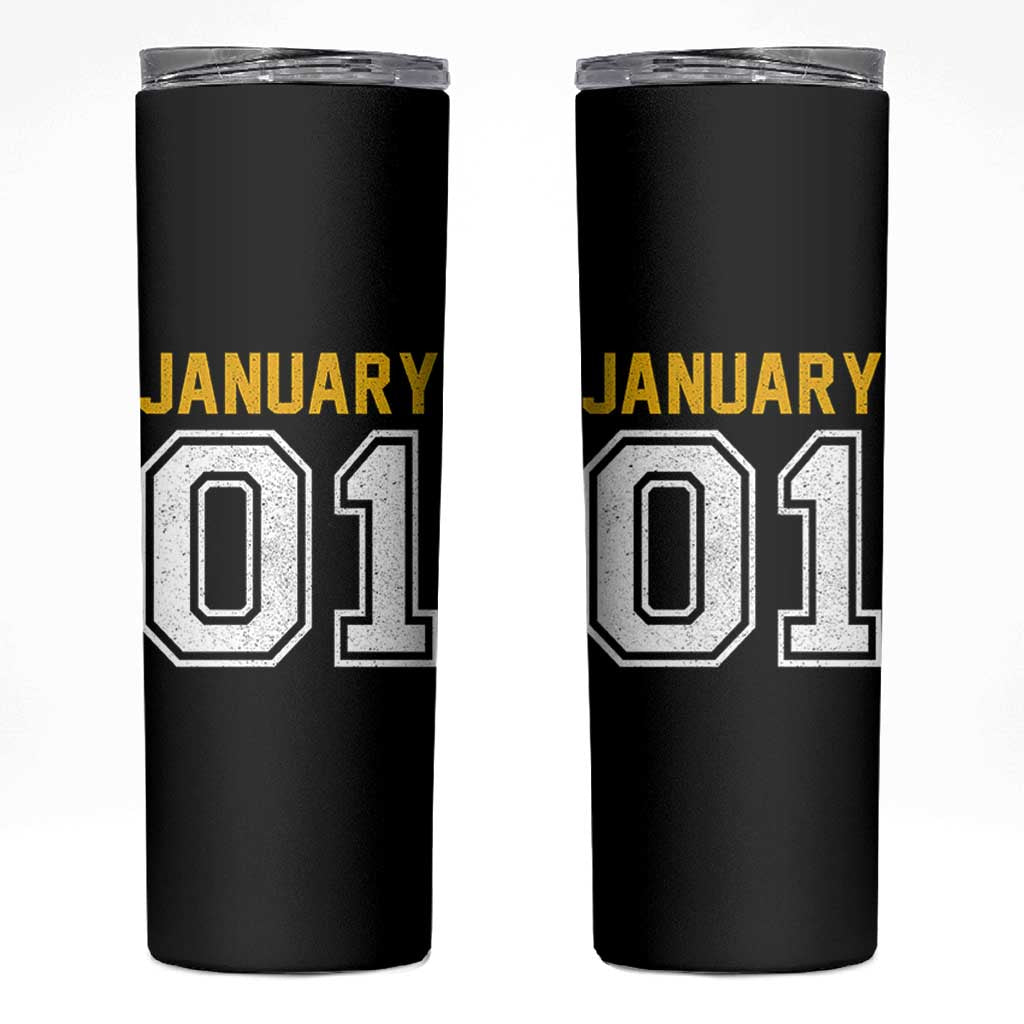 Funny January 01 New Years Eve Party Skinny Tumbler - Wonder Print Shop
