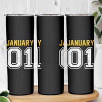 Funny January 01 New Years Eve Party Skinny Tumbler - Wonder Print Shop
