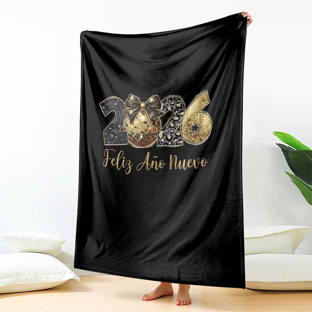 Spanish New Year 2026 Throw Blanket Feliz Ano Nuevo NYE Party Disco Ball - Wonder Print Shop