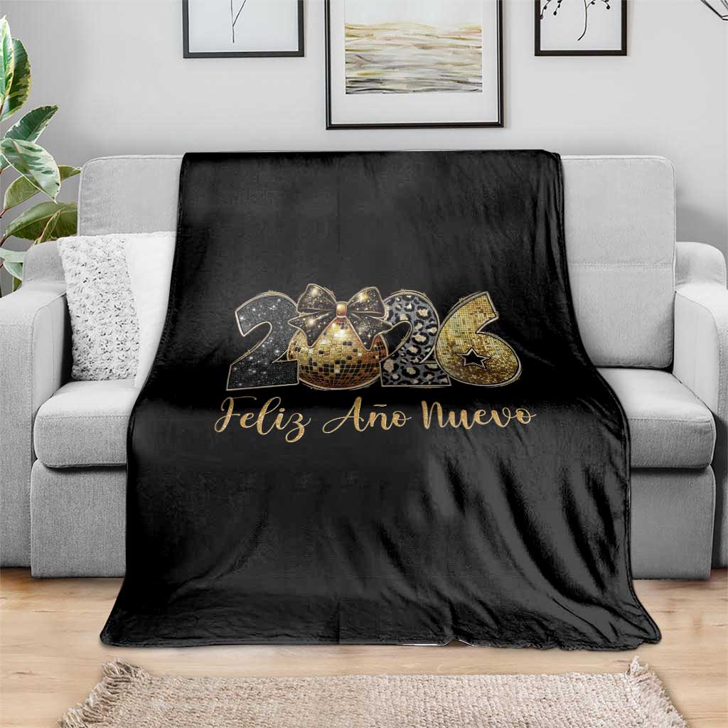 Spanish New Year 2026 Throw Blanket Feliz Ano Nuevo NYE Party Disco Ball - Wonder Print Shop