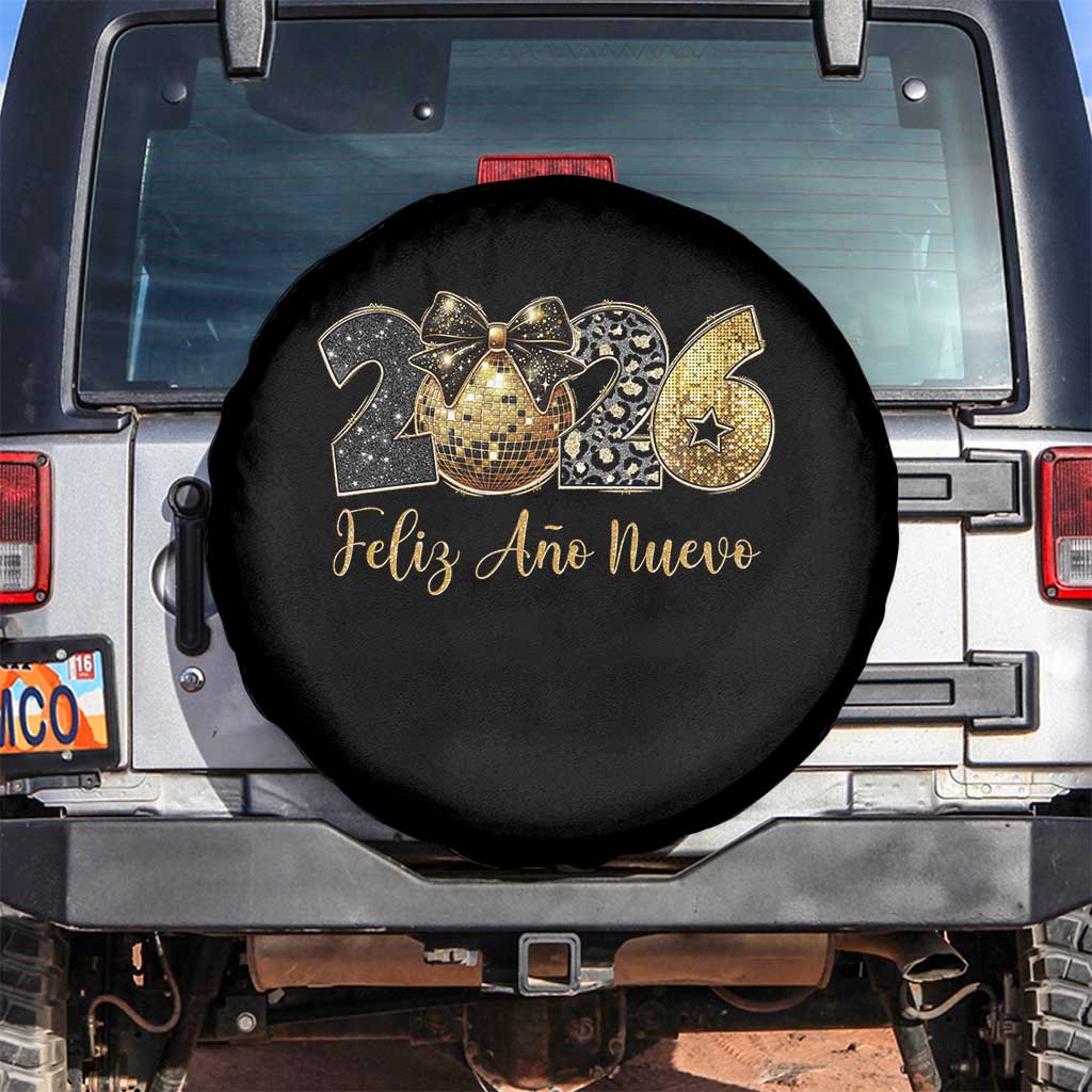 Spanish New Year 2026 Spare Tire Cover Feliz Ano Nuevo NYE Party Disco Ball - Wonder Print Shop