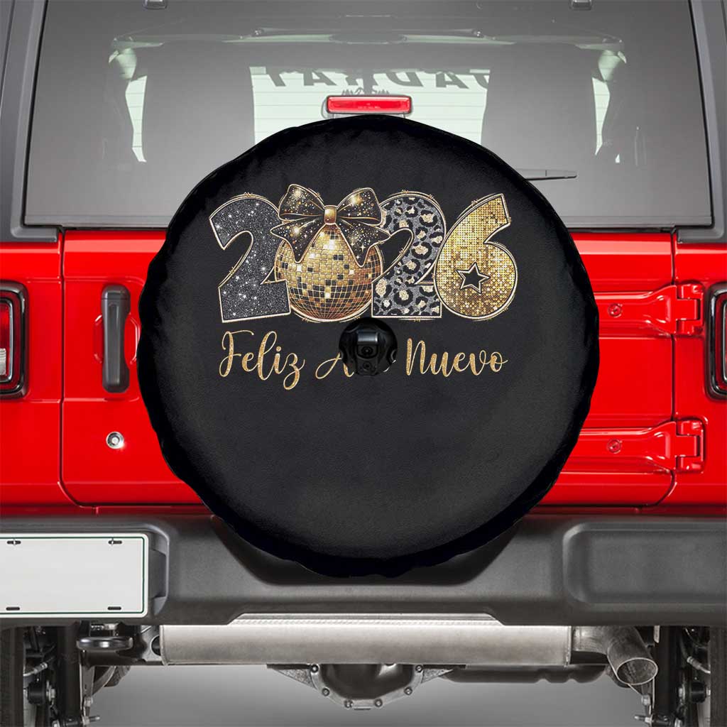 Spanish New Year 2026 Spare Tire Cover Feliz Ano Nuevo NYE Party Disco Ball - Wonder Print Shop