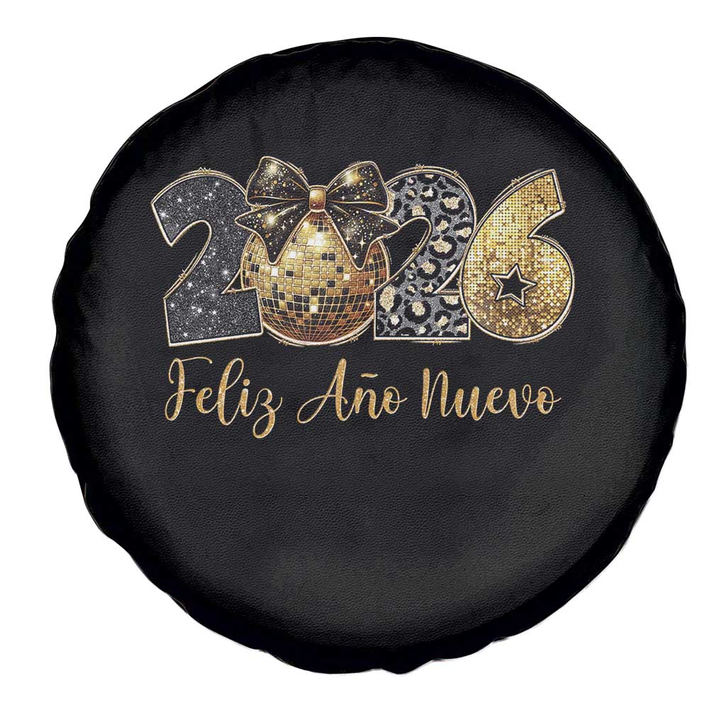 Spanish New Year 2026 Spare Tire Cover Feliz Ano Nuevo NYE Party Disco Ball - Wonder Print Shop