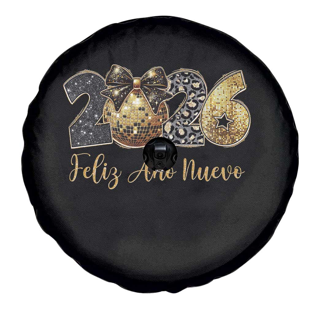 Spanish New Year 2026 Spare Tire Cover Feliz Ano Nuevo NYE Party Disco Ball - Wonder Print Shop