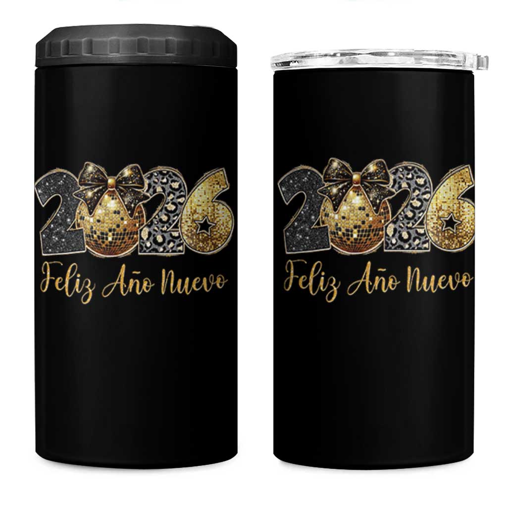 Spanish New Year 2026 4 in 1 Can Cooler Tumbler Feliz Ano Nuevo NYE Party Disco Ball - Wonder Print Shop