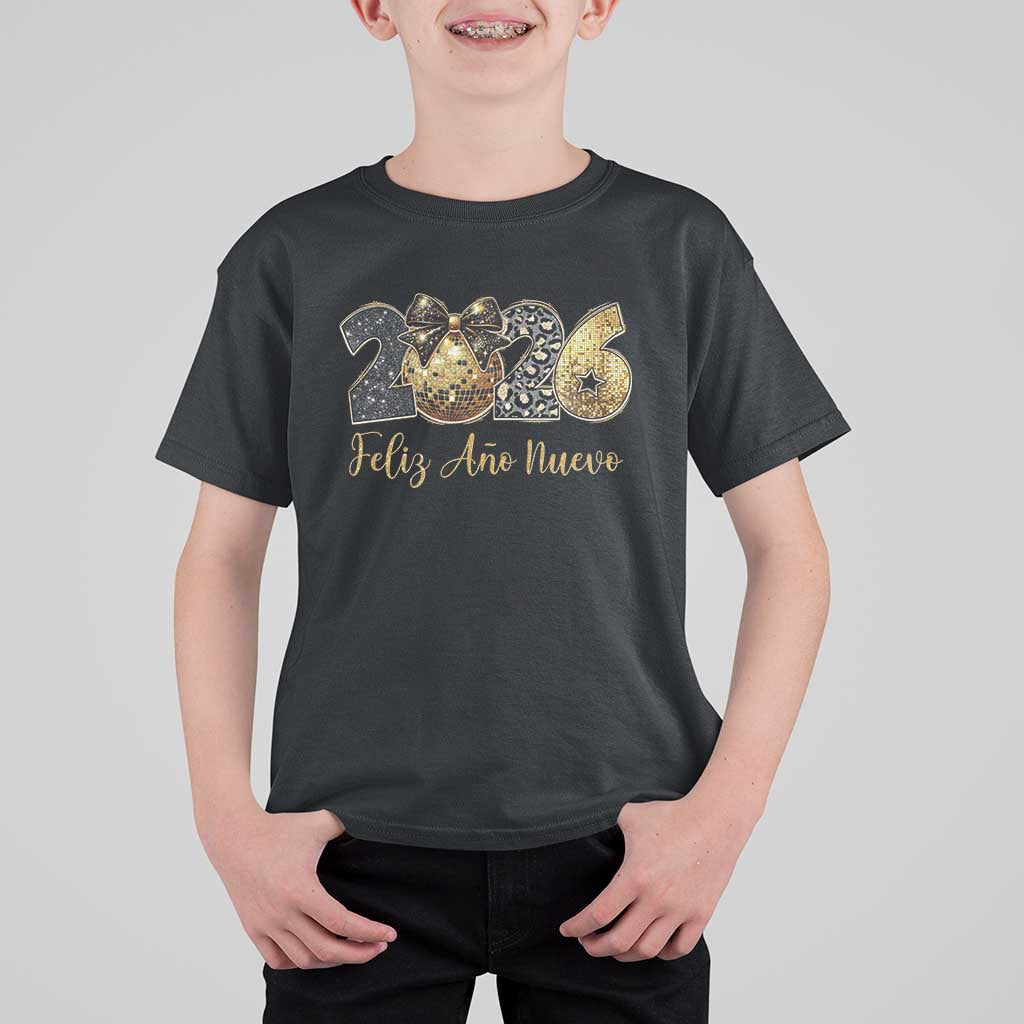 Spanish New Year 2026 T Shirt For Kid Feliz Ano Nuevo NYE Party Disco Ball - Wonder Print Shop