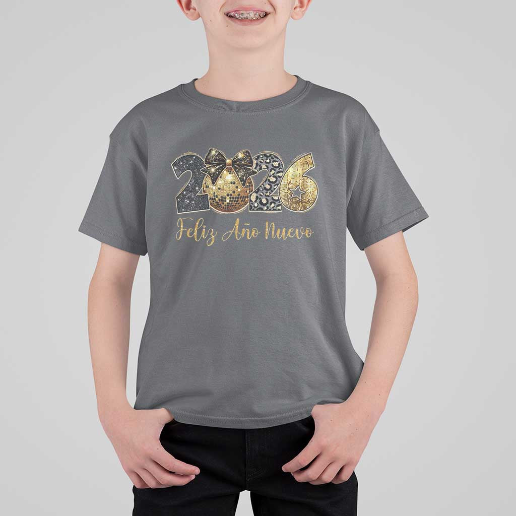Spanish New Year 2026 T Shirt For Kid Feliz Ano Nuevo NYE Party Disco Ball - Wonder Print Shop