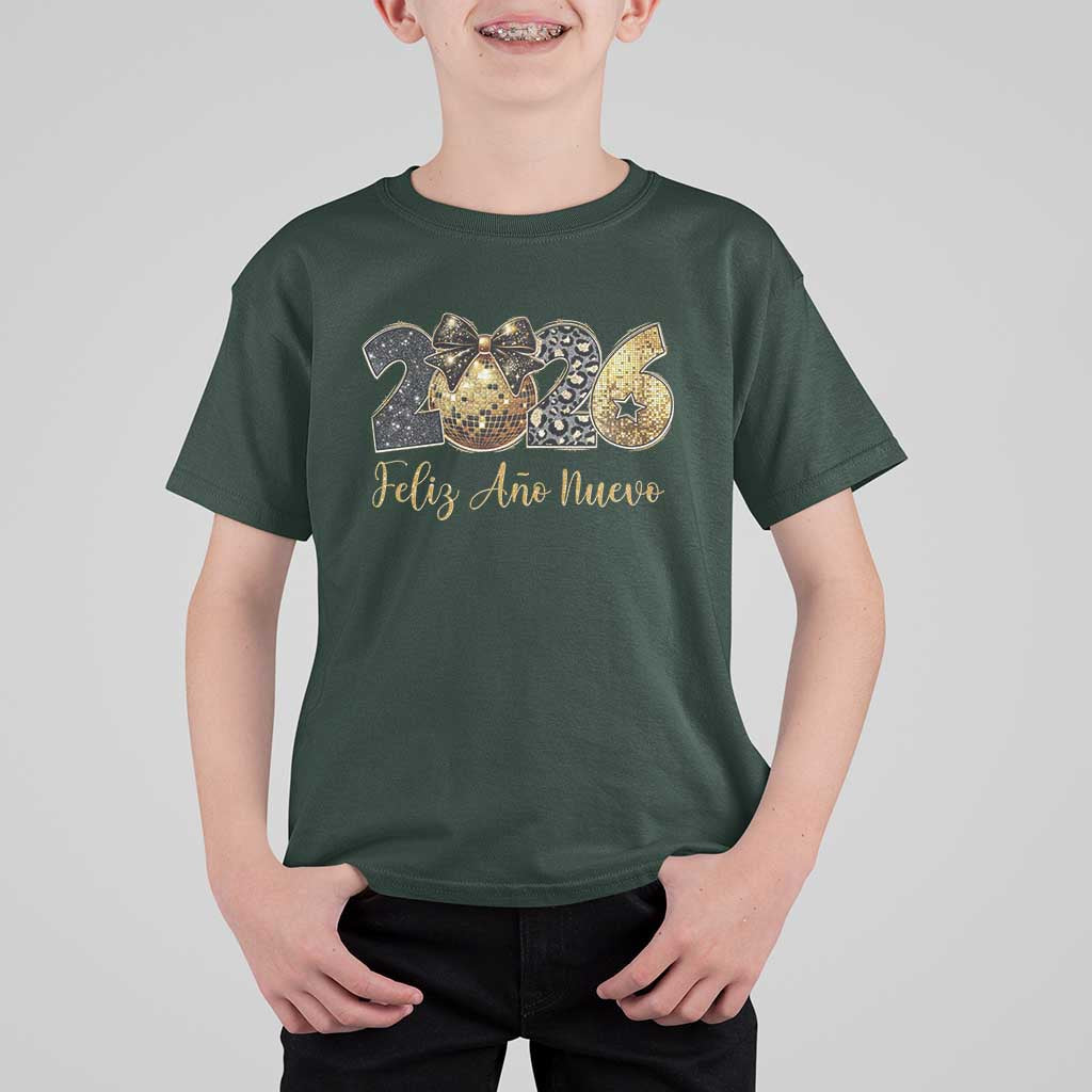 Spanish New Year 2026 T Shirt For Kid Feliz Ano Nuevo NYE Party Disco Ball - Wonder Print Shop