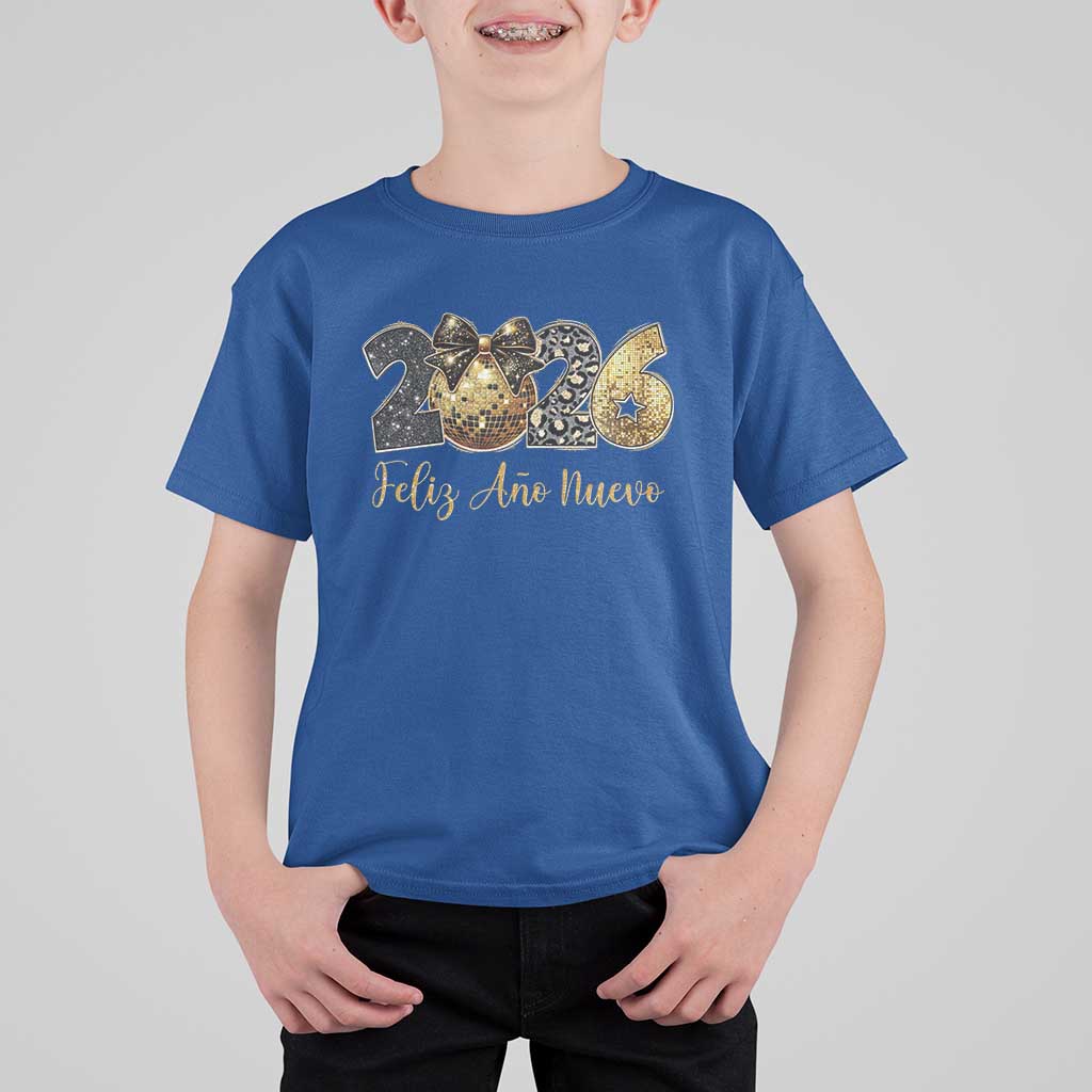 Spanish New Year 2026 T Shirt For Kid Feliz Ano Nuevo NYE Party Disco Ball - Wonder Print Shop