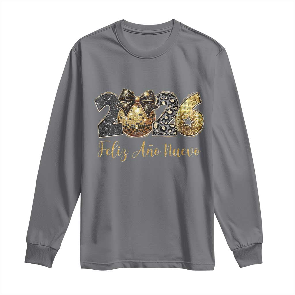 Spanish New Year 2026 Long Sleeve Shirt Feliz Ano Nuevo NYE Party Disco Ball - Wonder Print Shop