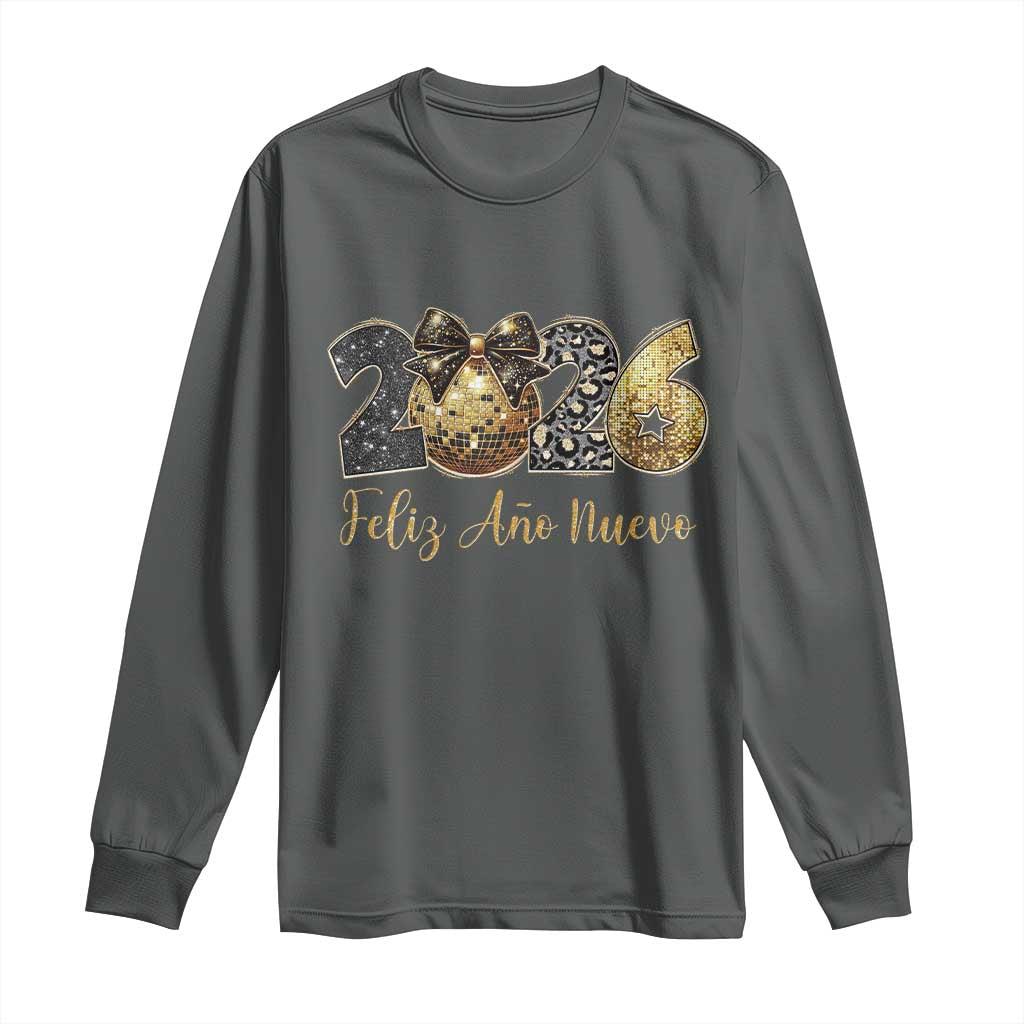 Spanish New Year 2026 Long Sleeve Shirt Feliz Ano Nuevo NYE Party Disco Ball - Wonder Print Shop