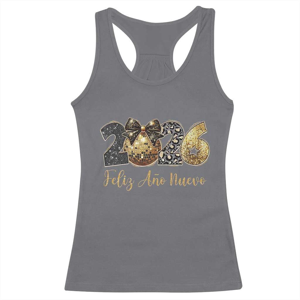 Spanish New Year 2026 Racerback Tank Top Feliz Ano Nuevo NYE Party Disco Ball - Wonder Print Shop