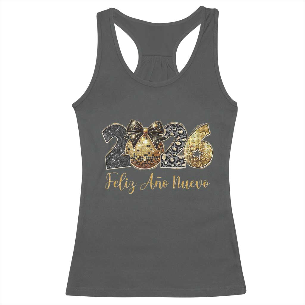 Spanish New Year 2026 Racerback Tank Top Feliz Ano Nuevo NYE Party Disco Ball - Wonder Print Shop