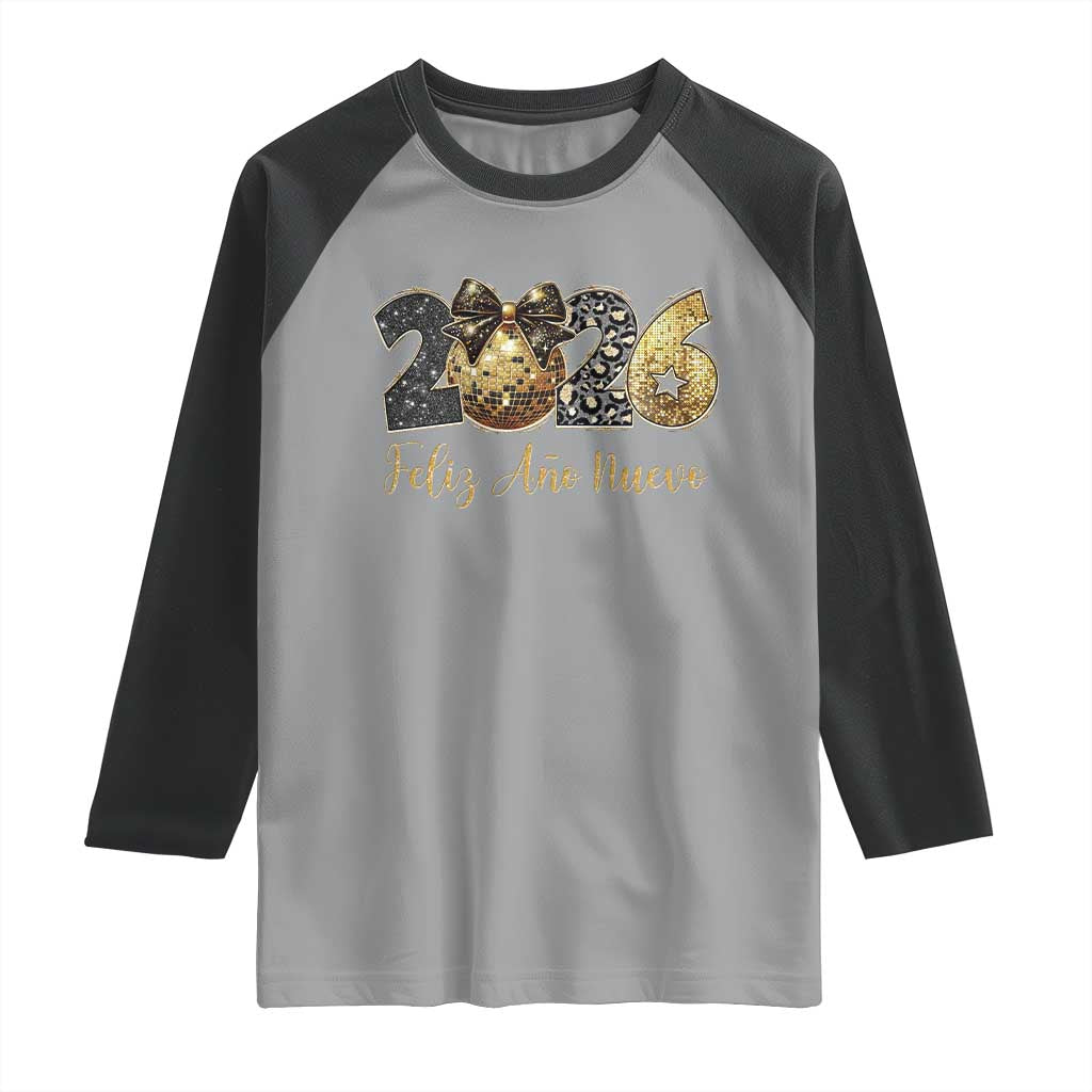Spanish New Year 2026 Raglan Shirt Feliz Ano Nuevo NYE Party Disco Ball - Wonder Print Shop