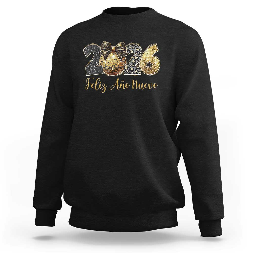 Spanish New Year 2026 Sweatshirt Feliz Ano Nuevo NYE Party Disco Ball - Wonder Print Shop