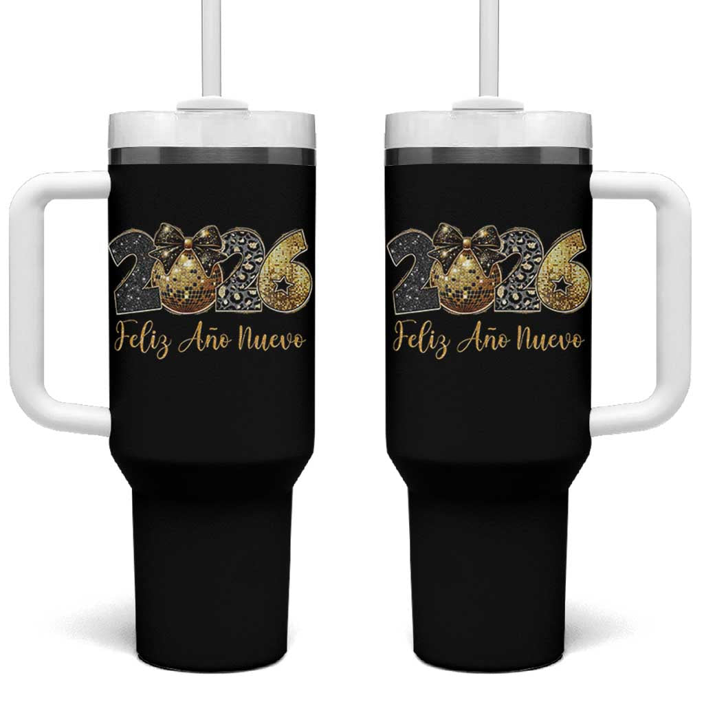 Spanish New Year 2026 Tumbler With Handle Feliz Ano Nuevo NYE Party Disco Ball - Wonder Print Shop