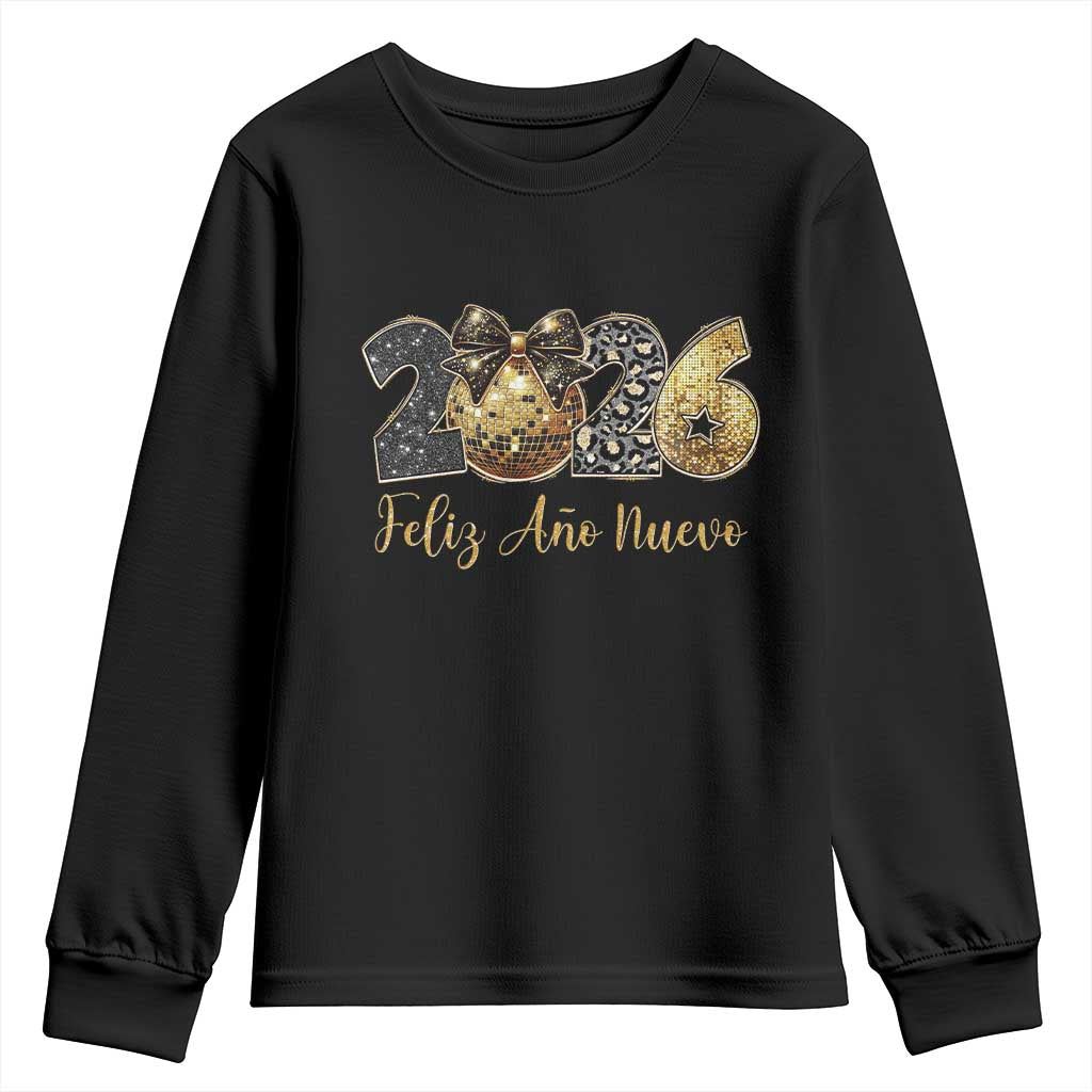 Spanish New Year 2026 Youth Sweatshirt Feliz Ano Nuevo NYE Party Disco Ball - Wonder Print Shop
