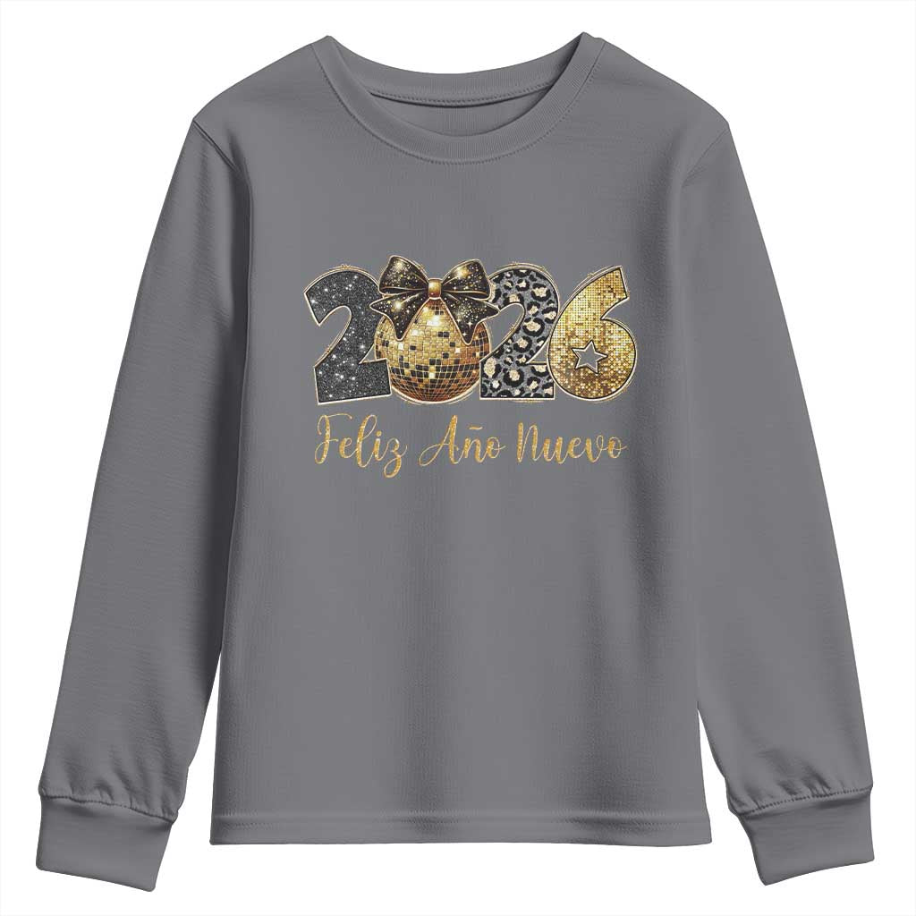 Spanish New Year 2026 Youth Sweatshirt Feliz Ano Nuevo NYE Party Disco Ball - Wonder Print Shop
