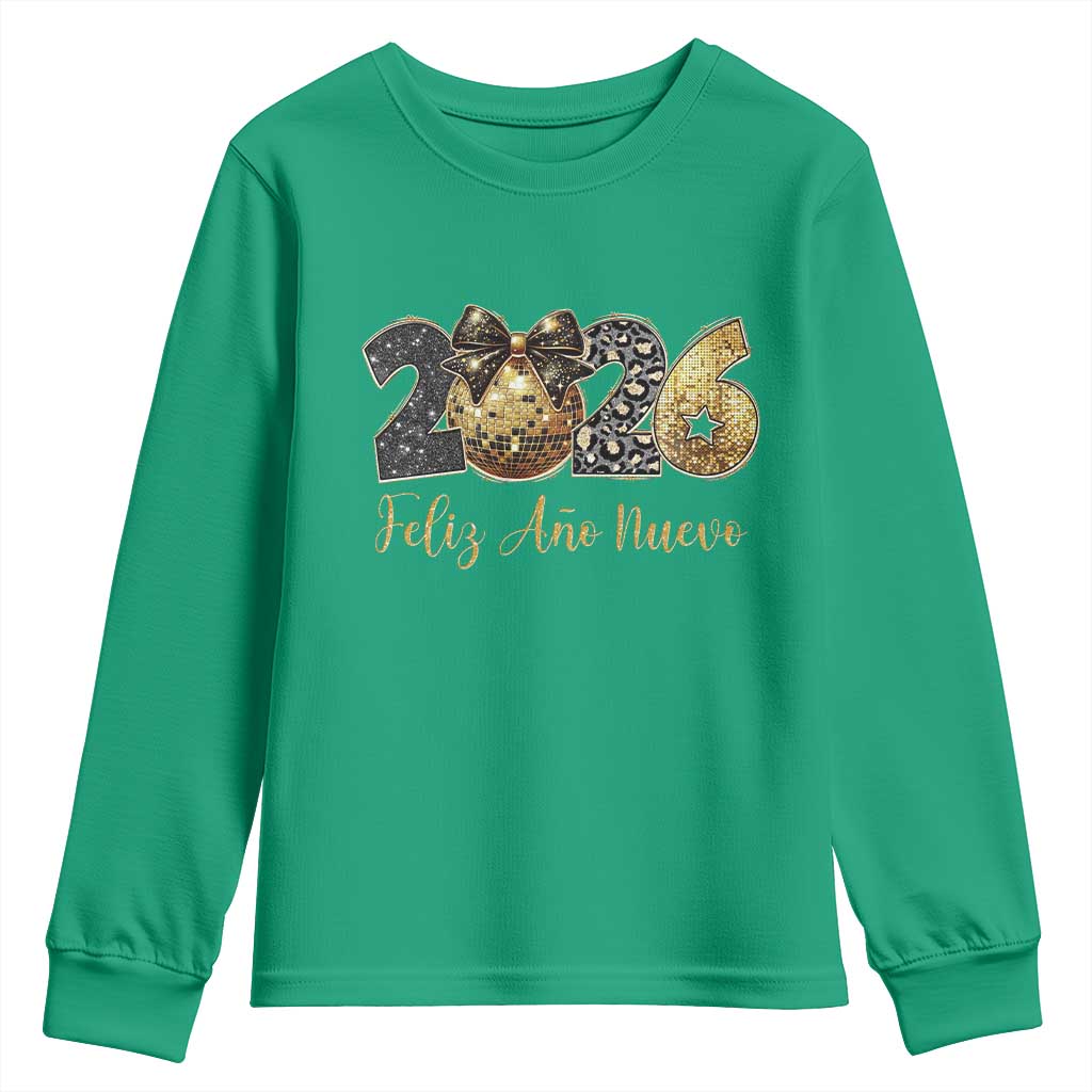 Spanish New Year 2026 Youth Sweatshirt Feliz Ano Nuevo NYE Party Disco Ball - Wonder Print Shop