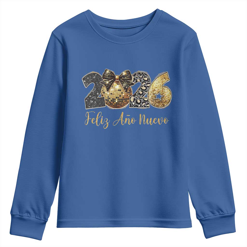 Spanish New Year 2026 Youth Sweatshirt Feliz Ano Nuevo NYE Party Disco Ball - Wonder Print Shop