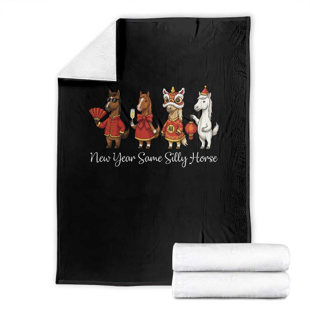 Funny Chinese New Year 2026 Throw Blanket New Year Same Silly Horse - Wonder Print Shop
