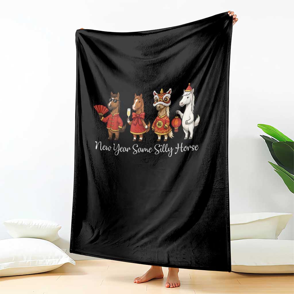 Funny Chinese New Year 2026 Throw Blanket New Year Same Silly Horse - Wonder Print Shop