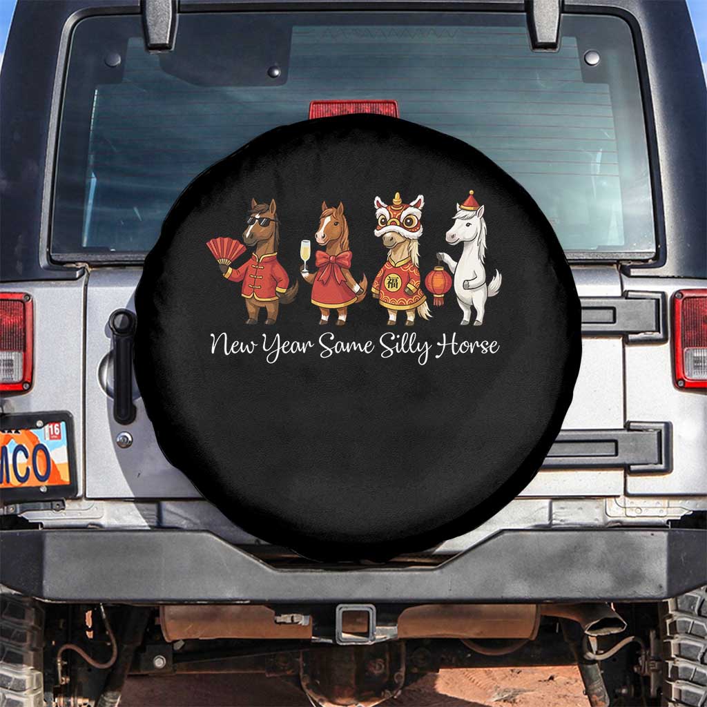 Funny Chinese New Year 2026 Spare Tire Cover New Year Same Silly Horse - Wonder Print Shop