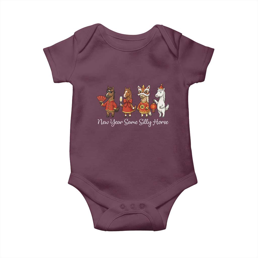 Funny Chinese New Year 2026 Baby Onesie New Year Same Silly Horse - Wonder Print Shop