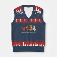 Funny Chinese New Year 2026 V-Neck Knit Sweater Vest New Year Same Silly Horse - Wonder Print Shop