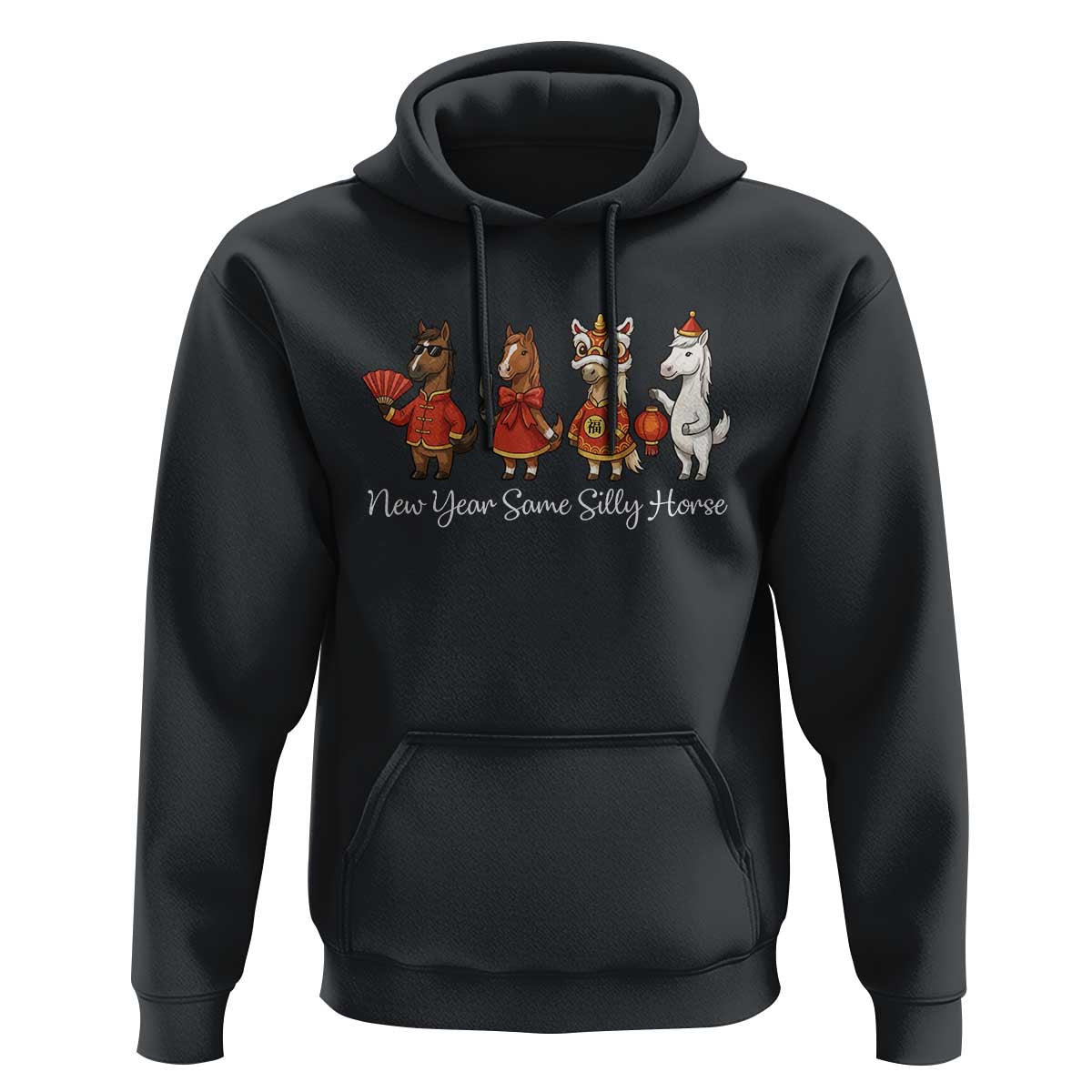 Funny Chinese New Year 2026 Hoodie New Year Same Silly Horse - Wonder Print Shop