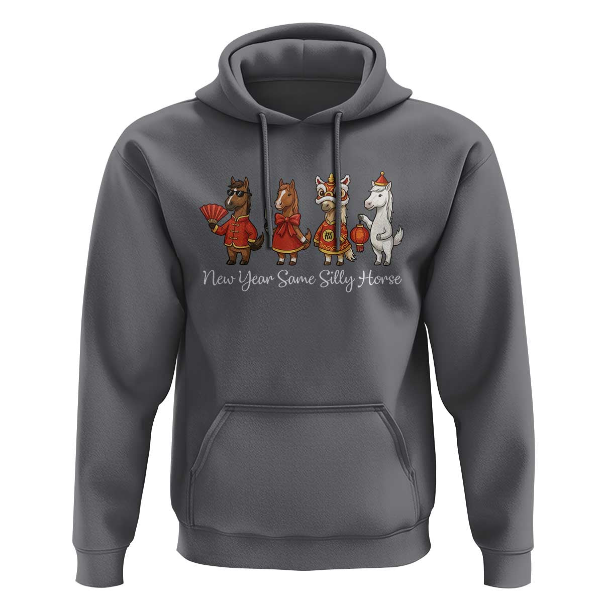 Funny Chinese New Year 2026 Hoodie New Year Same Silly Horse - Wonder Print Shop
