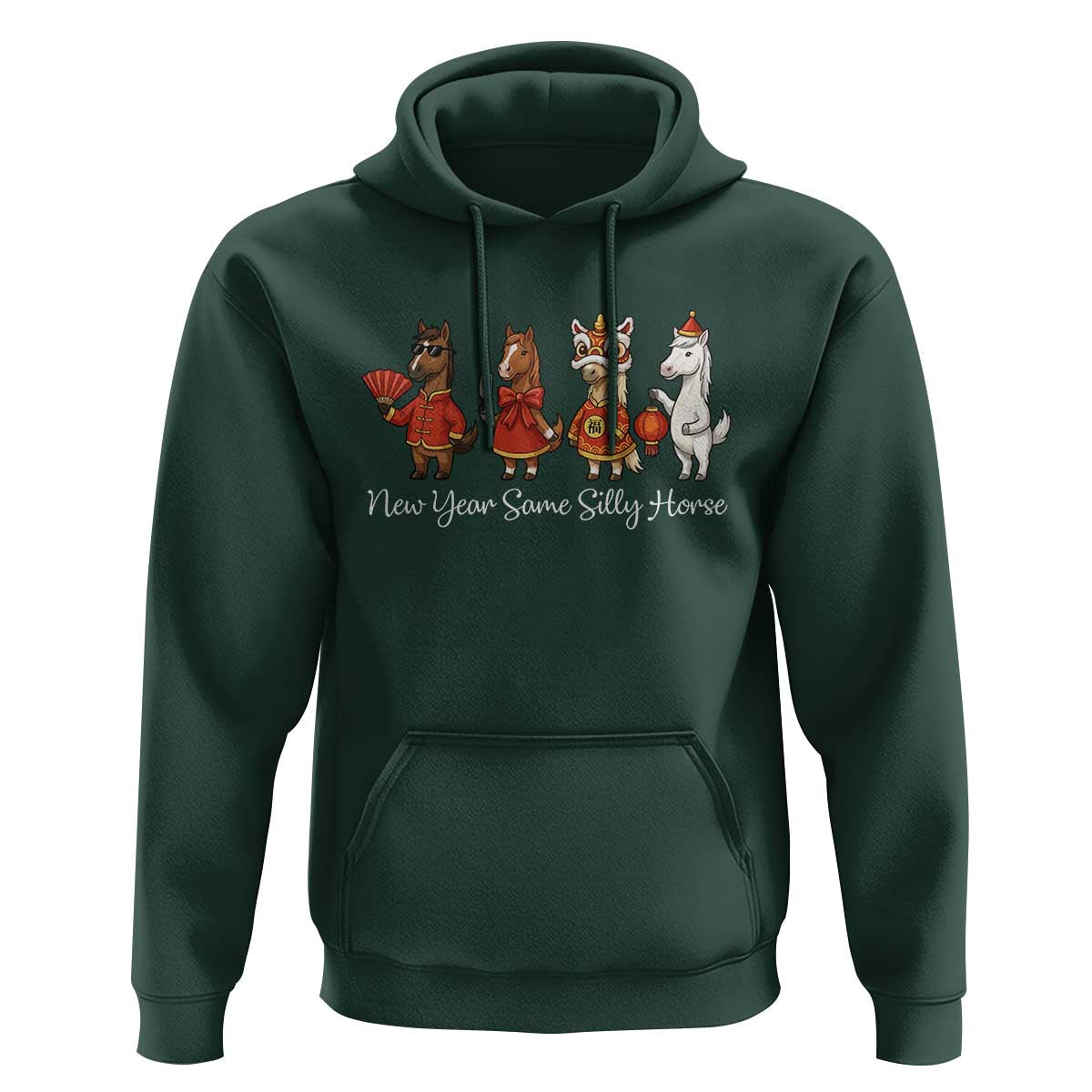 Funny Chinese New Year 2026 Hoodie New Year Same Silly Horse - Wonder Print Shop