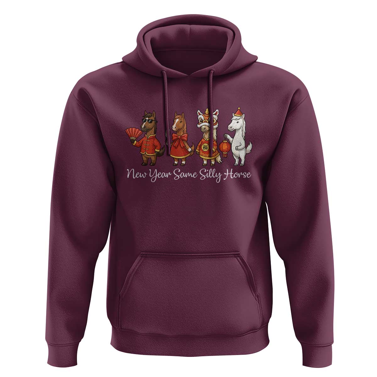 Funny Chinese New Year 2026 Hoodie New Year Same Silly Horse - Wonder Print Shop
