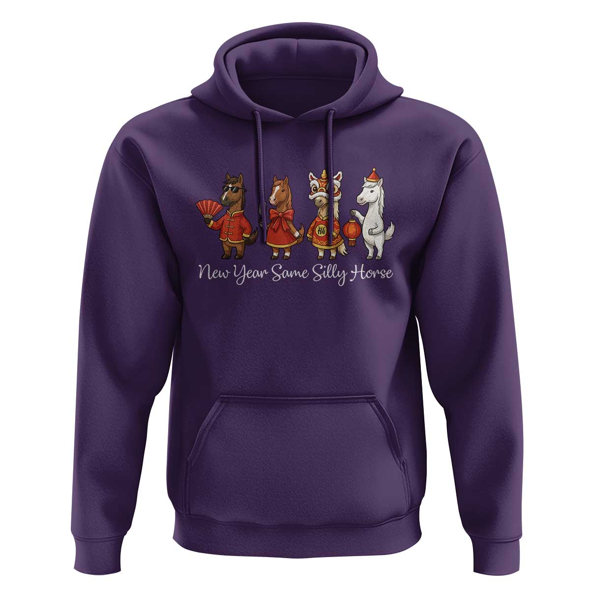 Funny Chinese New Year 2026 Hoodie New Year Same Silly Horse - Wonder Print Shop