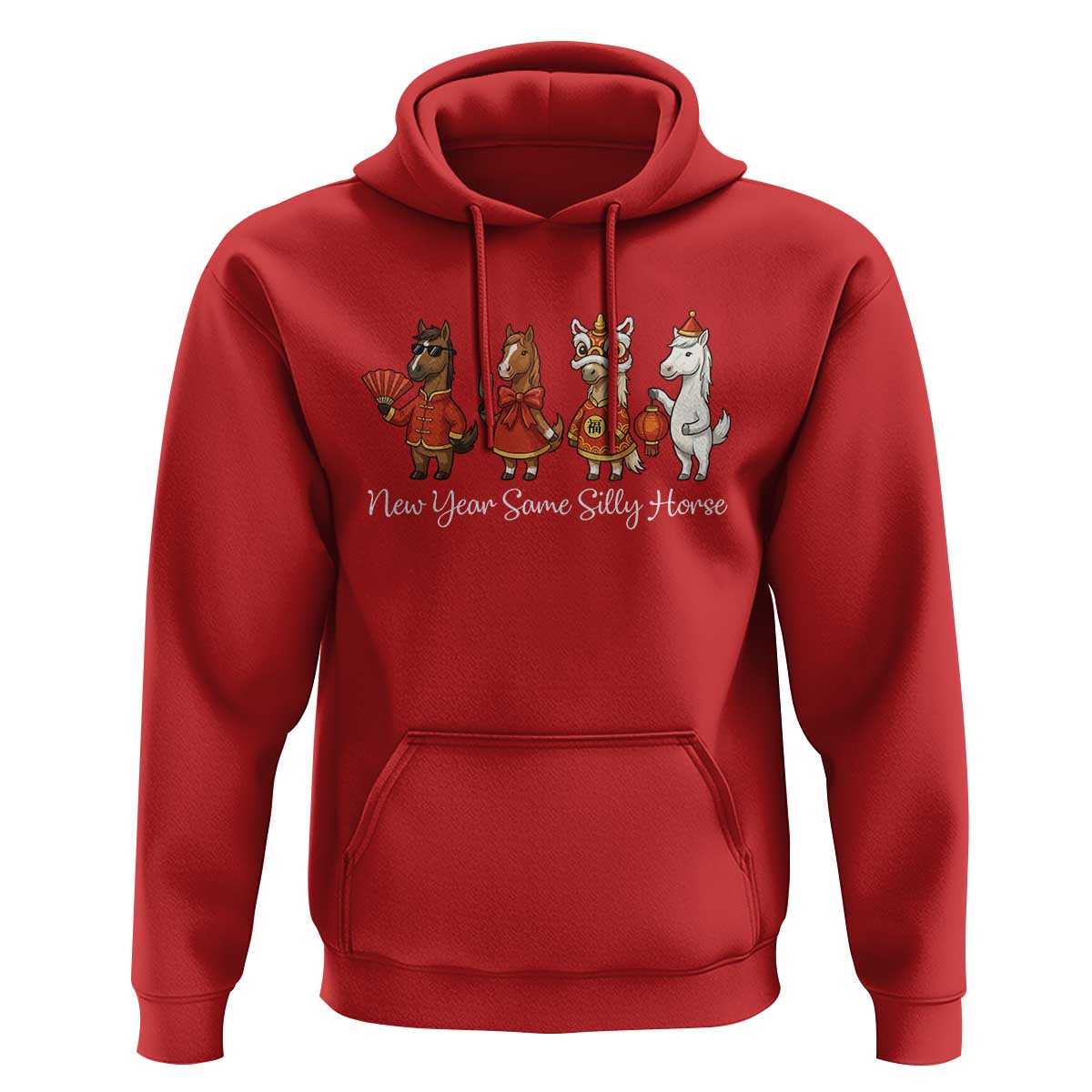 Funny Chinese New Year 2026 Hoodie New Year Same Silly Horse - Wonder Print Shop