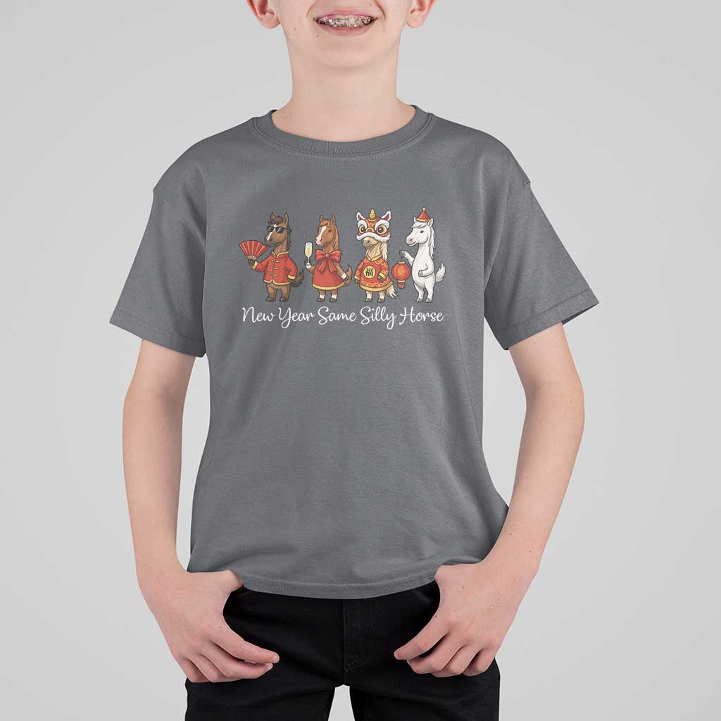 Funny Chinese New Year 2026 T Shirt For Kid New Year Same Silly Horse - Wonder Print Shop