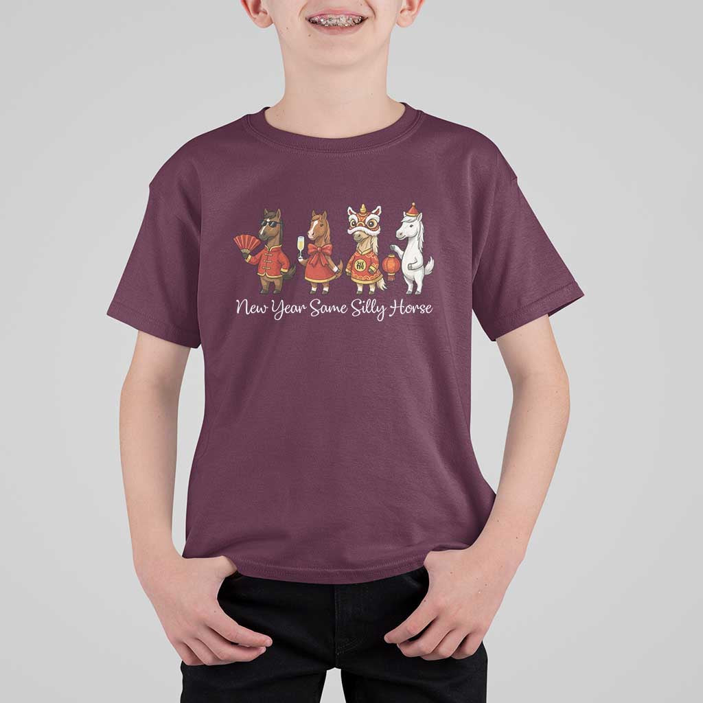 Funny Chinese New Year 2026 T Shirt For Kid New Year Same Silly Horse - Wonder Print Shop