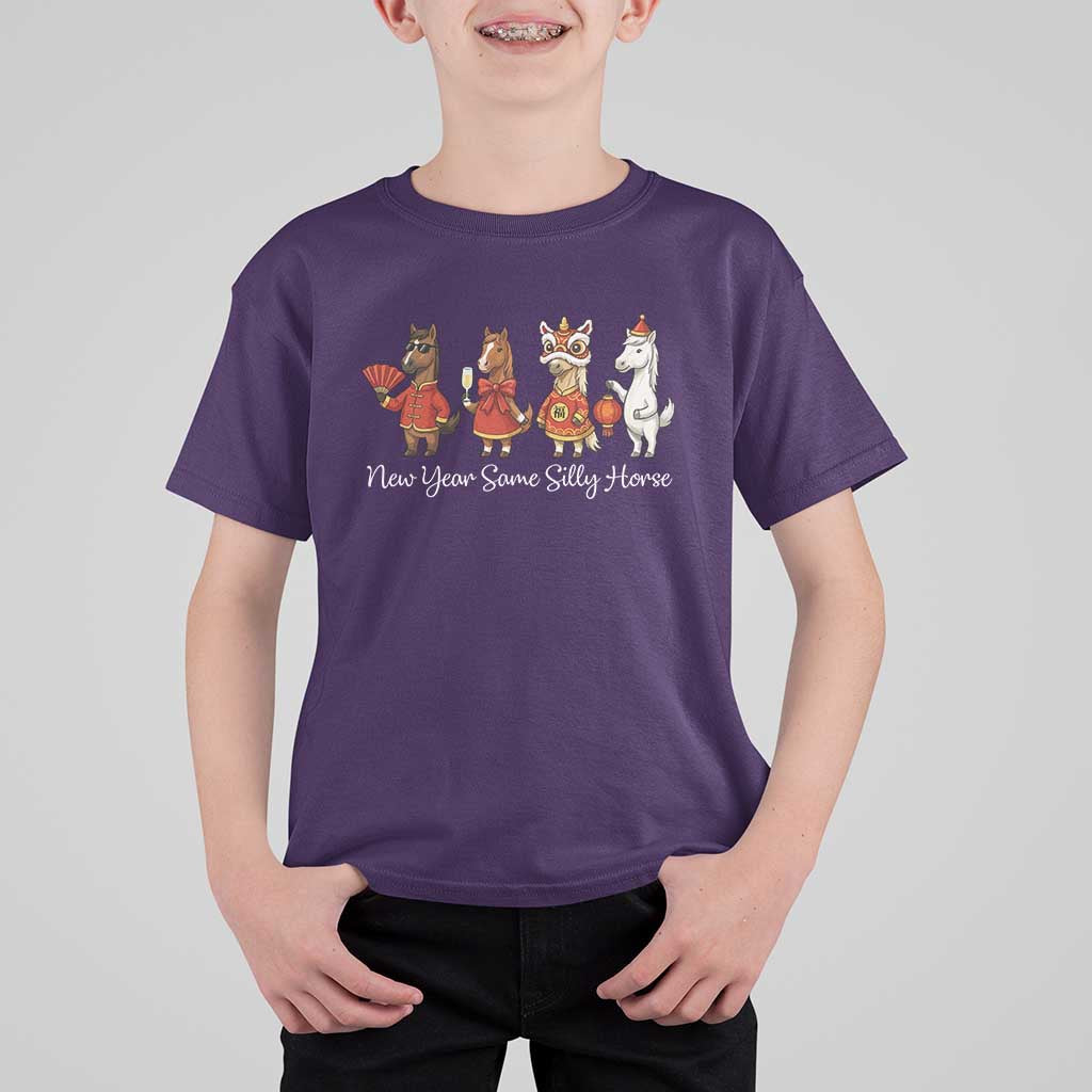 Funny Chinese New Year 2026 T Shirt For Kid New Year Same Silly Horse - Wonder Print Shop